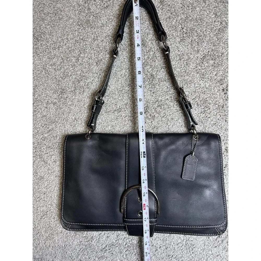 Coach Soho 9741 Black Leather Buckle Flap Shoulder Bag Y2K Hangtag EUC